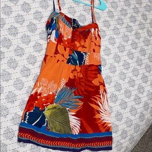 Express dress red floral colorful spaghetti strap